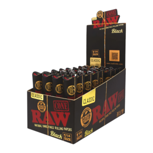 Raw Cones | Black Cones 1 1/4 6pk 32ct Box