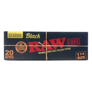 Raw Black Classic 1 1/4 Cones | 20pk 12ct box